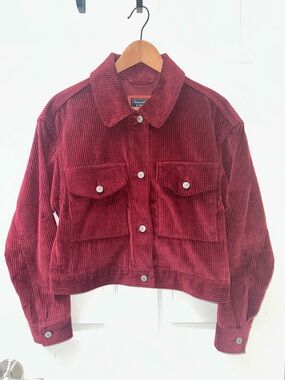 Abercrombie & Fitch Women's Corduroy Jacket 100% Cotton - Cranberry